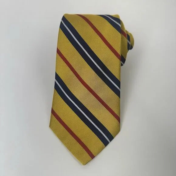 J. Press Men's 100% Silk Necktie Multicolor Striped Repp Handmade in USA NWT - Picture 2 of 7